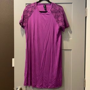 Agnes and Dora Plum/Purple Dress with Lace Sleeves L